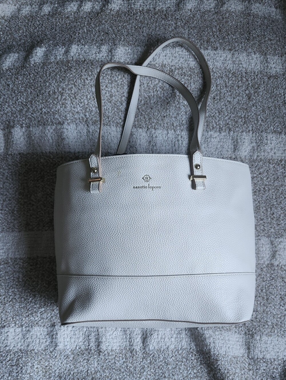 Nanette Lepore Ivory Pebbled Leather Tote